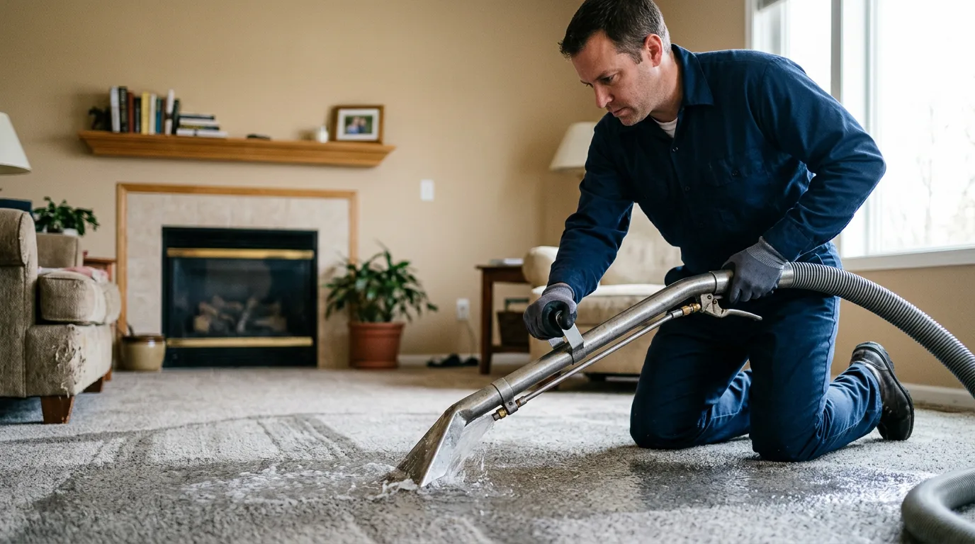 Water damage restoration technician working near Ingalls, MI
